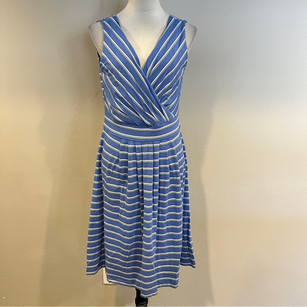 Lands' End Blue Striped Sleeveless mini Dress size medium